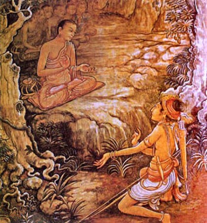 Arhath Mahinda meets King Devanampiya Tissa at Mihintale