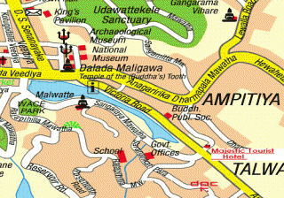 Map of Kandy Town , Sri Lanka Holidays