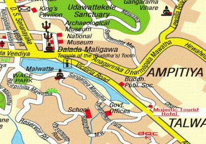 Map of Kandy Town , Sri Lanka Holidays